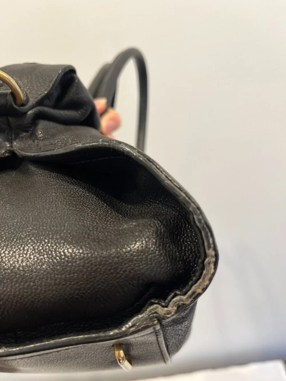 Black Leather Maiyet Bag with Detachable Shoulder Strap